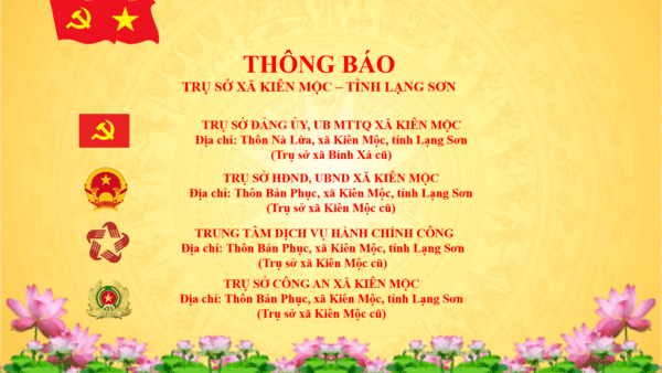 Thông báo Trụ sở UBND xã Kiên Mộc
